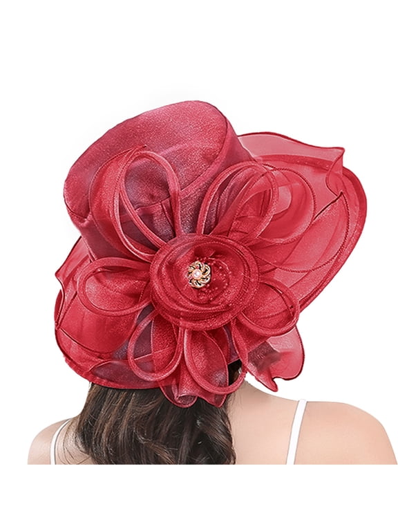 Sun Hats Women's Floral Mesh Hat Sunshade Beach Hat Sun Block Hat Hat Red One Size
