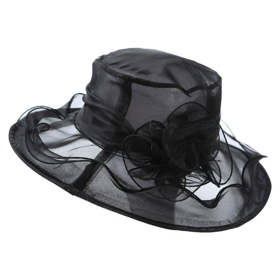 Audhol Sun Hats for Women Women'S Headdress Hat Women'S Wedding Hat Sun Hat Flower Shade Seaside Beach Hat Hats for Women Black One Size