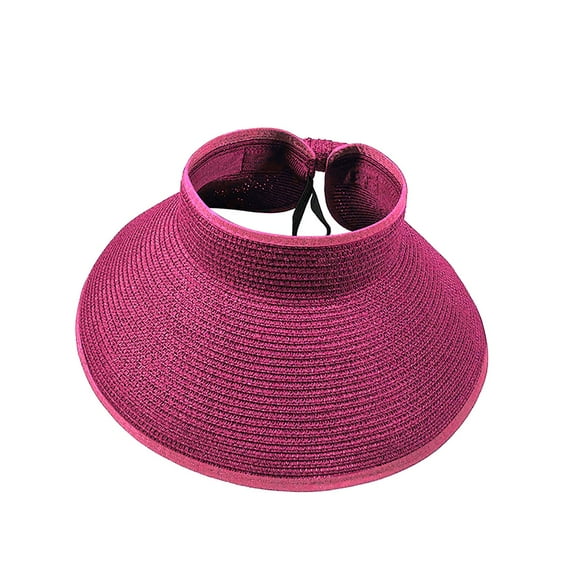 Audhol Sun Hats for Women Women'S Wide Brim Roll Up Straw Anti Sun Hat Sun Visor Hats for Women Hot Pink A