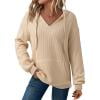 Audhol Sweatshirts for Women Trendy, 2025 European and American Hooded Ribbed Long Sleeved Sweatshirt Top Hoodie Comfrt Hoodie Khaki 2XL