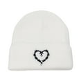 thumbnail image 1 of Audhol Thermal Women Beanie Unisex Knitted Hat With Love Embroidery Warm And Fashionable Woolen Hat Warm Knitted Cap White One Size, 1 of 2