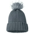thumbnail image 1 of Audhol Thermal Women Beanie Womens Winter Knitted Hat With Faux Pom Warm Knit Cap For Women Warm Knitted Cap Dark Gray One Size, 1 of 7