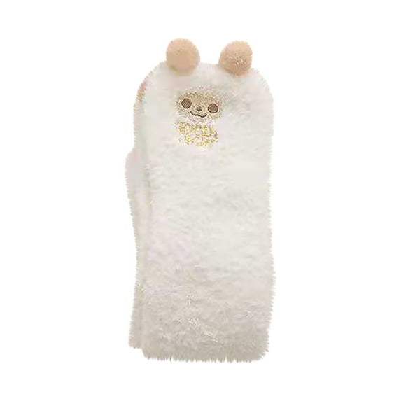 Audhol Thigh High Stockings Women's Animal Knee Length Coral Wool Thickened Warm Half Plush Home Stockings Comfy Socks T A