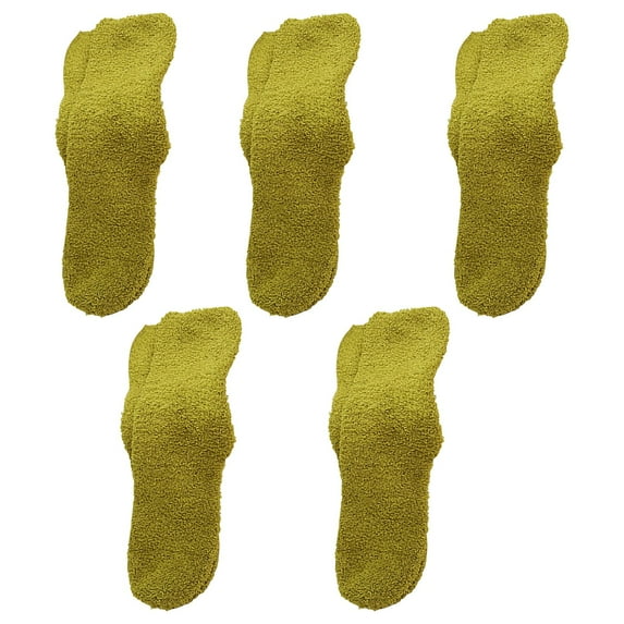 Audhol Thigh High Women Fuzzy Fluffy Cozy Slipper Socks Warm Soft Winter Plush Home Sleeping Socks socks for women Army Green One Size
