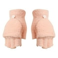 thumbnail image 1 of Audhol Thin Water-Resistant Windproof Non-Slip Gloves Besufy Women Winter Warmer Gloves Coral Fleece Hand Wrist Fingerless Mitten Winter Half Finger Gloves Fingerless Gloves Rose Gold One Size, 1 of 2