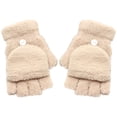 thumbnail image 1 of Audhol Thin Water-Resistant Windproof Non-Slip Gloves Besufy Women Winter Warmer Gloves Coral Fleece Hand Wrist Fingerless Mitten Winter Half Finger Gloves Fingerless Gloves Beige One Size, 1 of 2