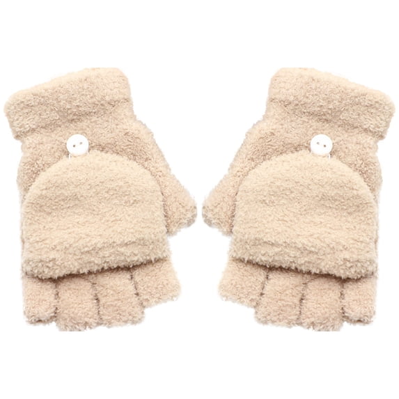Audhol Thin Water-Resistant Windproof Non-Slip Gloves Besufy Women Winter Warmer Gloves Coral Fleece Hand Wrist Fingerless Mitten Winter Half Finger Gloves Fingerless Gloves Beige One Size