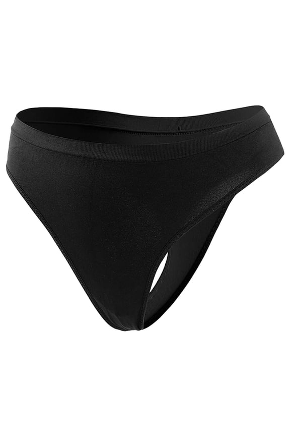Thongs for Women Womens High Waisted Bikini Underwear Smooth Hipster Underwear Breathable Ladies Seamless Thongs for Women Black XL