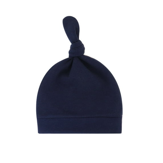 Audhol Toddler Hat Newborn Hats Autumn Winter Soft & Warm Knotted Cap for Boys and Girls - organic Toddler Hats 0-6 Month Old Hijab Cap Navy One Size