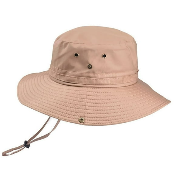 Audhol Trendy Cotton Sun Hat for Beach Men's Solid Shade Hat Foldable Fishing And Mountaineering Outdoor Sun Hat Ultra Wide Brim Sun Hat Khaki One Size