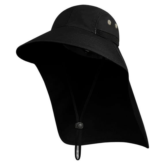 Audhol Trendy Cotton Sun Hat for Beach Outdoor Sun Hat For Men With Cap Wide Brim Fishing Hat With Neck For Dad Ultra Wide Brim Sun Hat Black One Size