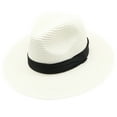 thumbnail image 1 of Audhol Trendy Cotton Sun Hat for Beach Womens Mens Wide Brim Panama Hat Fedora Summer Beach Sun Hat UPF Hat For Women Ultra Wide Brim Sun Hat White One Size, 1 of 4