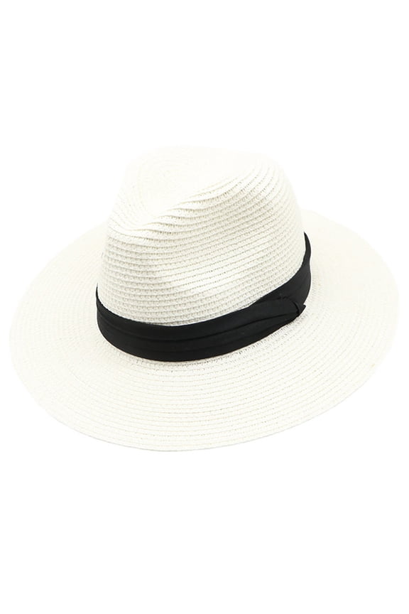 Trendy Cotton Sun Hat for Beach Womens Mens Wide Brim Panama Hat Fedora Summer Beach Sun Hat UPF Hat For Women Ultra Wide Brim Sun Hat White One Size