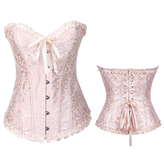 Audhol Underbust Renaissance Corset Gothic Underbust Renaissance Corset Waist Trainer Cincher Body Bustier Top, White