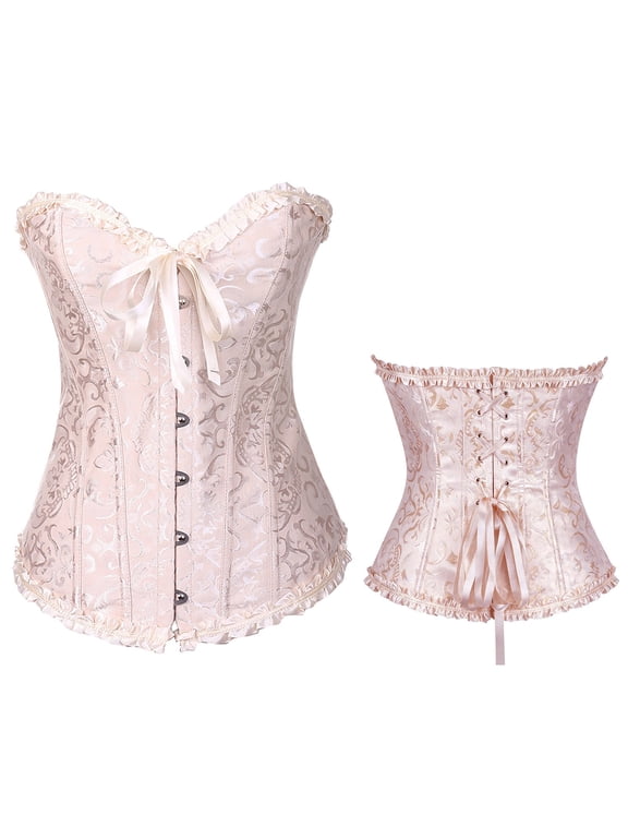 Underbust Corset Gothic Underbust Corset Waist Trainer Cincher Body Bustier Top, White