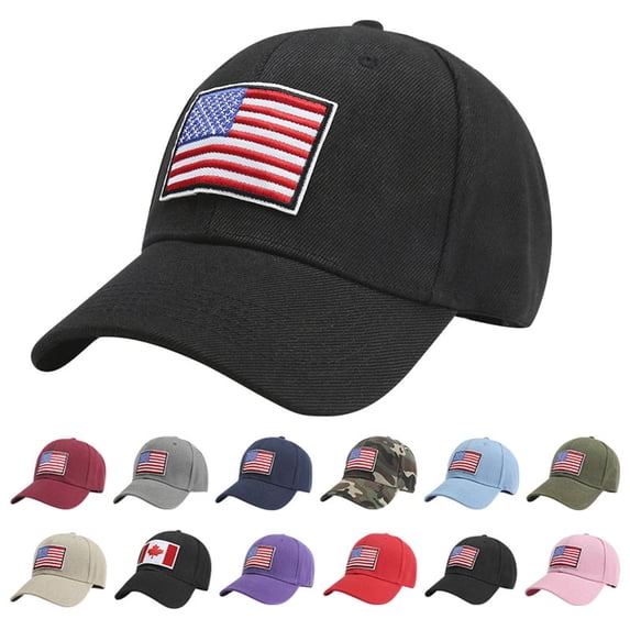 Audhol Unisex American Flag Soft Cotton Hat, Vintage Washed Baseball Cap for Boys & Girls, Embroidered Flag Dad Hat for Kids Outdoor Black 1