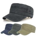 thumbnail image 1 of Audhol Unisex Cotton Cadet Hat, Washed Military Style Cap with Flat Top, Breathable Classic Officer Cap for Men Women, Casual Daily Wear Green, 1 of 5