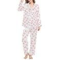 thumbnail image 1 of Audhol Valentines Pjs Women Women's Winter Spring Home Leisure Valentine's Day Bow Love Loose Imitation Color Ding Pajama Sleepy Pants Set Pajamas for Women Set Pink XL, 1 of 4