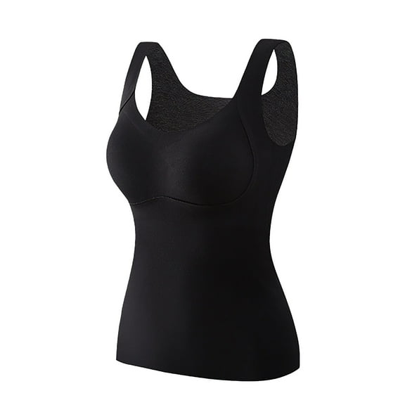 Audhol Warm Base Layer De Velvet Silk Thermal Underwear Female Padded Thickened Undershirt Fall And Winter without Bottoming Tops Thermal Tank Tops Black M