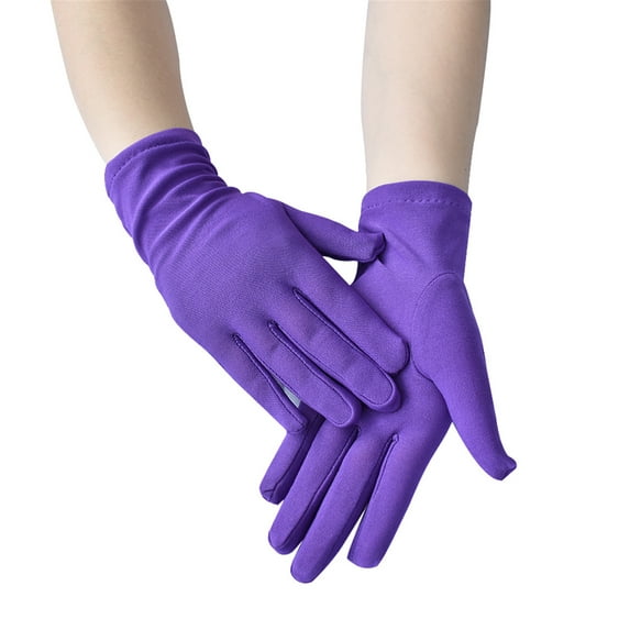 Audhol White Gloves Women Fashion Solid Color Short Stretch Ceremonial Dance Gloves Warm Gloves for Women Purple One Size