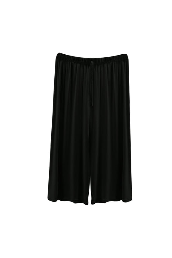 Wide Leg Capri Pants for Women, Women's Half Slip Shorts for Under Dresses Pettipants Half Slip Culotte Shorts Split Skirt Cropped Pants for Women Black XL