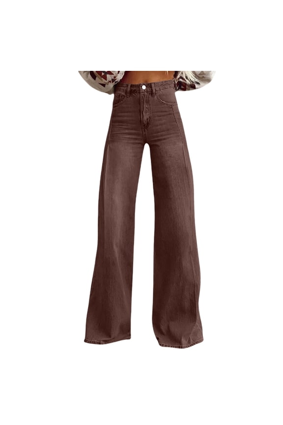 Wide Leg Jeans Woman Women 2025 Summer Wide Leg Dark Wash 90S Jean Pant Streetwear Denim Pant Straight Leg Jeans for Women Coffee L