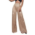 thumbnail image 1 of Audhol Wide Leg Pants Woman Women's High Waisted Sequin Loose Drape Wide Leg Pants Fashion Casual Pants Sequins Pants for Women Khaki XL, 1 of 5