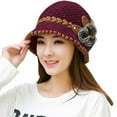 thumbnail image 1 of Audhol Winter Bucket Hats for Women Fashion Women Lady Winter Warm Crochet Knitted Flowers Decorated Ears Hat Hot Church Hats for Women Hot Pink One Size, 1 of 2