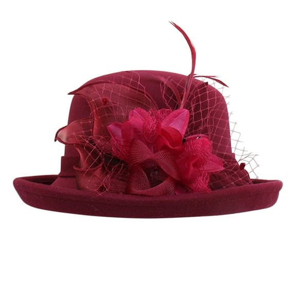 Audhol Winter Bucket Hats for Women Women's Autumn and Winter Flowers Round Top Casual Fisherman's Basin Cap Small Bowler Hat Church Hats for Women B A