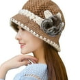 thumbnail image 1 of Audhol Winter Bucket Hats for Women Fashion Women Lady Winter Warm Crochet Knitted Flowers Decorated Ears Hat Kh Church Hats for Women Khaki One Size, 1 of 2