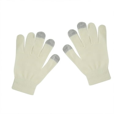 Audhol Winter Gloves for Kids Men's and Women's Non Slip Gloves Stretch Knitted Wool Show Finger Solid Color Cycling Gloves Snow Gloves Beige One Size