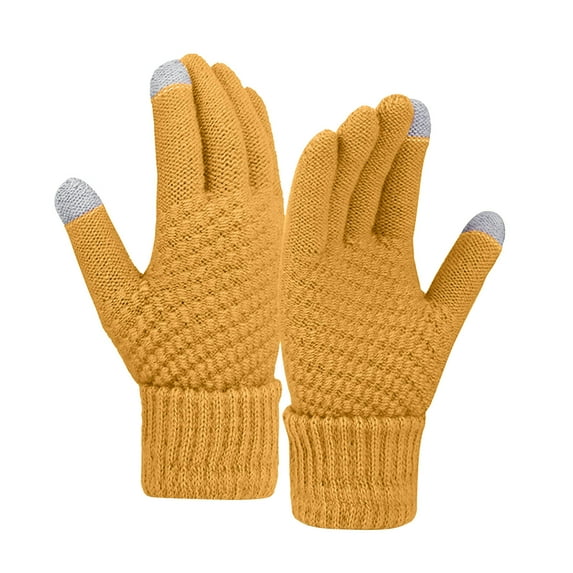 Audhol Winter Gloves Women Winter Wool Warm Gloves Solid Color Fleece Knitted Cold Proof Gloves Gloves for Cold Weather A One Size