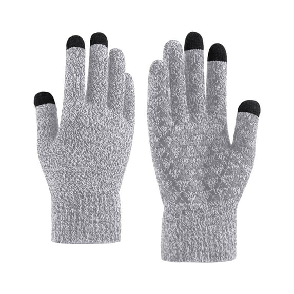 Audhol Winter Gloves Womens Knitted Piled Thickened Thermal Gloves Winter Warm Gloves Gloves for Cold Weather White One Size