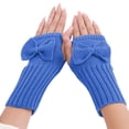 thumbnail image 1 of Audhol Winter Half Finger Gloves Fingerless Gloves Short Bow Gloves Autumn And Winter Women'S Cute Wrist Knitted Wool Warm Fingerless Gloves Touchscreen Non-Slip Gloves Blue One Size, 1 of 3