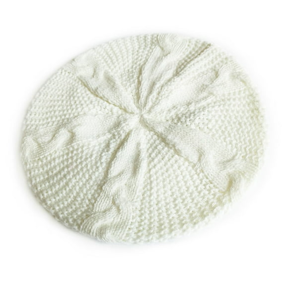 Audhol Winter Hats for Women Women Lady Knitted Wool Beret Braided Baggy Beanie Crochet Hat Winter Ski Knitted Cap Slouchy Beanie for Women White One Size
