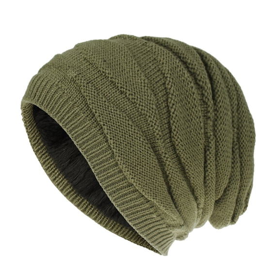 Audhol Winter Hats for Men Unisex Skiing Plush Fashion Keep Warm Winter Hats Knitted Cotton Hat Cute Beanies for Women Army Green One Size