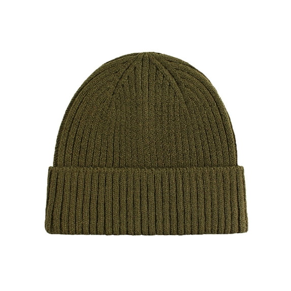Audhol Winter Hats for Women Hot Soft Yarn Custom Plain Cuff Knit Winter Hat Beanie for Women Army Green One Size