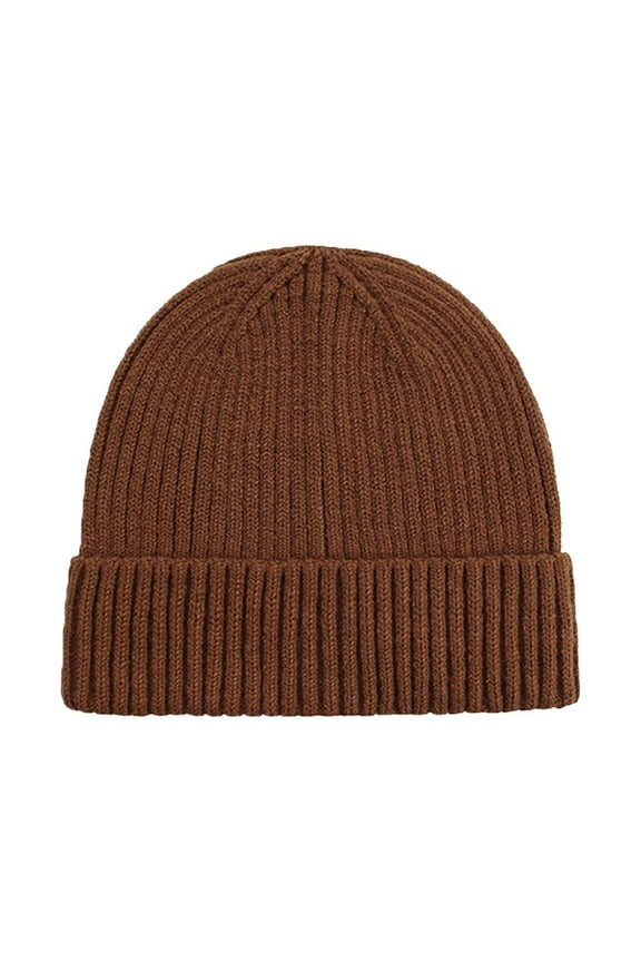 Winter Hats for Women Hot Soft Yarn Custom Plain Cuff Knit Winter Hat Beanie for Women Coffee One Size