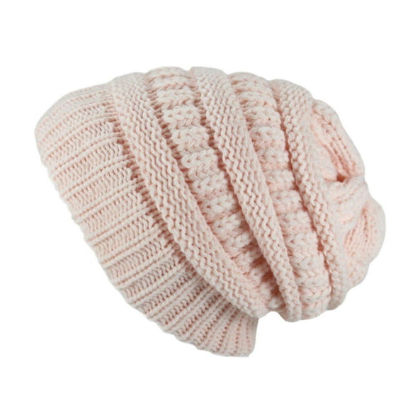 Audhol Winter Hats for Women Most Popular Custom Brand Winter Thick Warm Wool Hair Cuffed Chunky Knitting Hat Women Beanie for Women Pink One Size