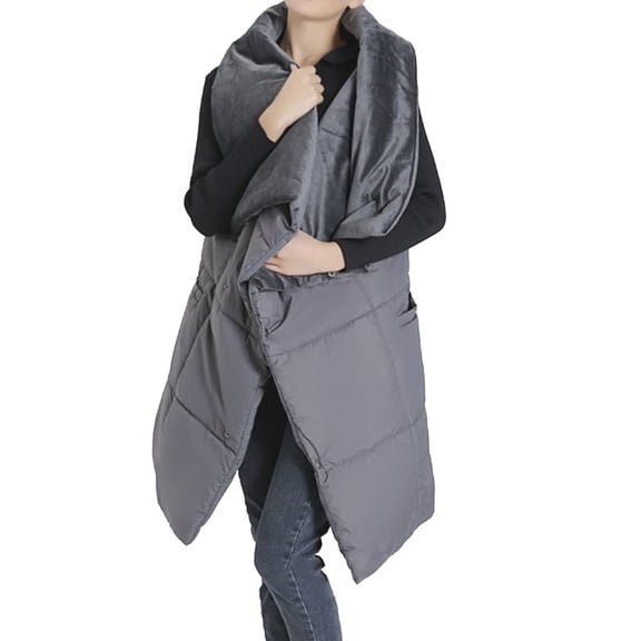 Audhol Winter Shawl Wraps Usb Heated Blanket Heating Shawl Battery Heated Throw With 6 Heating Levels Warming Wrap For Home Office Washable Tassels Open Front Capes Grey2 One Size