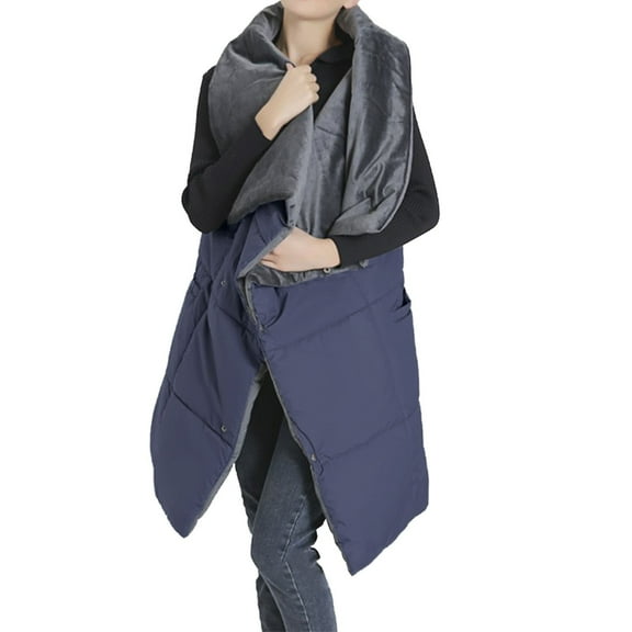 Audhol Winter Shawl Wraps Usb Heated Blanket Heating Shawl Battery Heated Throw With 6 Heating Levels Warming Wrap For Home Office Washable Tassels Open Front Capes Blue One Size