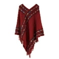 thumbnail image 1 of Audhol Winter Shawl Wraps Women'S Vintage Exotic Winter Warm Pullover Tassel Shawl On Various Occasions Tassels Open Front Capes Red One Size, 1 of 5