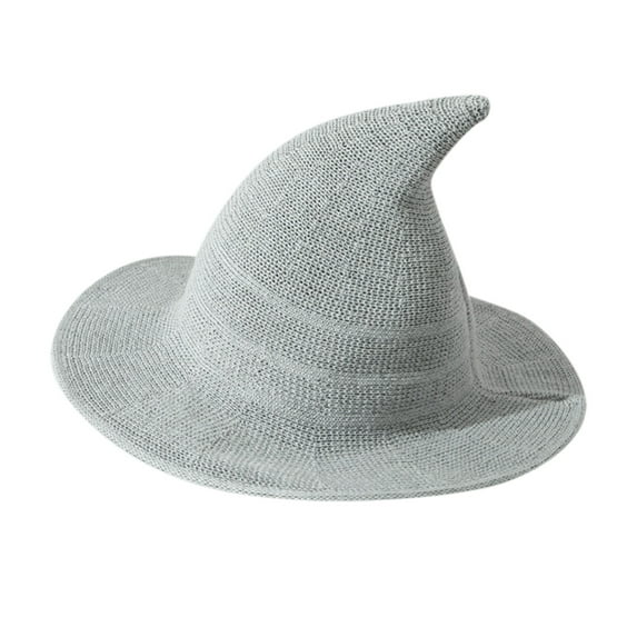 Audhol Witch Hats Cap Women Costume Warm Hat Foldable Summer Large Brim Witch Crochet Baseball Caps Vintage Hat Grey One Size