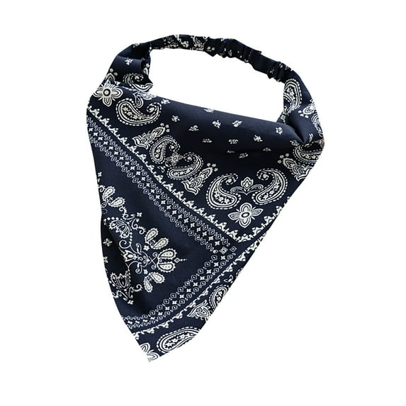 Audhol Women Headbands Floral Elastic Hair Scarf Headband 3Pcs Chiffon Head Kerchief Headband Floral Hair Scarves W/Hair Clips Hair Bandanas Headwrap For Women Lightweight Neck Tie Navy One Size