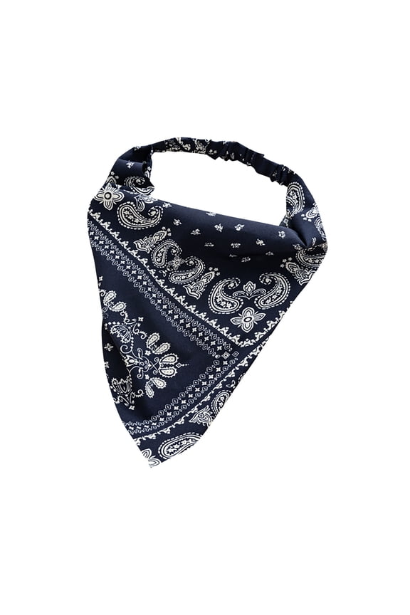 Women Headbands Floral Elastic Hair Scarf Headband 3Pcs Chiffon Head Kerchief Headband Floral Hair Scarves W/Hair Clips Hair Bandanas Headwrap For Women Lightweight Neck Tie Navy One Size