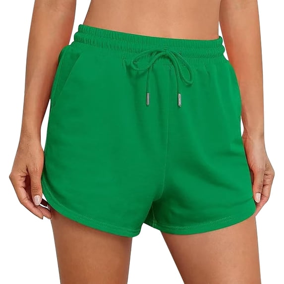 Audhol Women Shorts, Womens Sweat Shorts with Pockets Cotton 2024 Trendy Shorts Drawstring Summer Workout Running Casual Shorts Women Lounge Shorts Green L