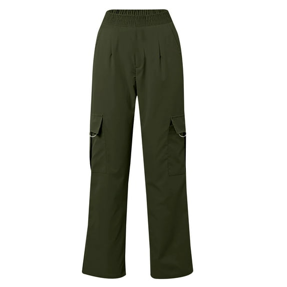 Audhol Women's Cargo Pants, Solid Color Pocket Work Pants Long Pants and Casual Pants for Women's Daily Use Lightweight Cargo Pants Green L