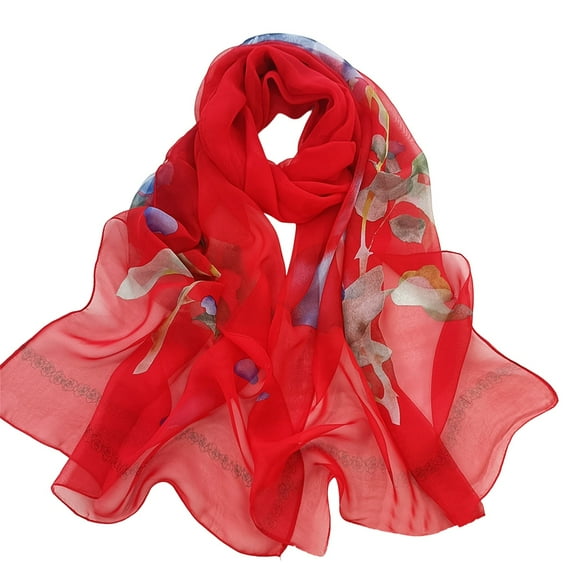 Summer Scarf, Audhol Lightweight Print Floral Pattern Scarf Shawl Fashion Scarves Sunscreen Shawls and Wraps for Spring Hijab Scarf for Women Red One Size