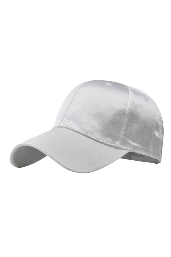 Womens Baseball Caps Male Female Neutral Summer Satin Solid Baseball Caps Adjustable Hat Visors Satin Lined Baseball Cap White One Size