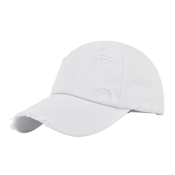 Audhol Womens Baseball Caps Mens and Womens Denim Retro Washed and Old Destroyed Peaked Cap Solid Color Baseball Cap Baseball Cap Women White One Size